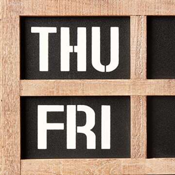 Creative Co-Op Weekday Wall Chalkboard with 5 Metal Hooks