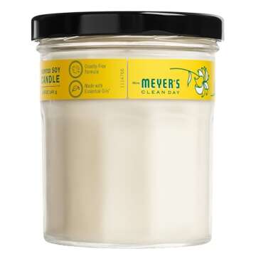 MRS. MEYER'S CLEAN DAY Soy Aromatherapy Candle, 25 Hour Burn Time, Made with Soy Wax and Essential Oils, Honeysuckle, 4.9 oz