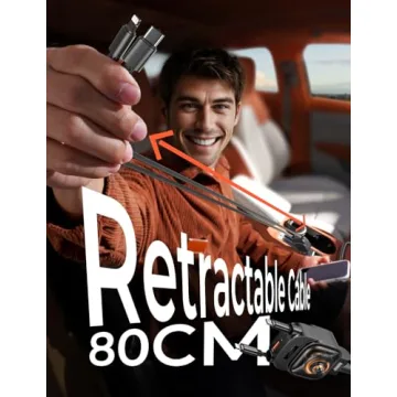 LISEN Retractable Car Charger [2025 Updated] 96W Fast Charging 4 in 1 Retractable Phone Charger for Car, Retractable Car Charger Fast Car Phone, Retractable Car Charger USB C for iPhone 16 15 14 13 12