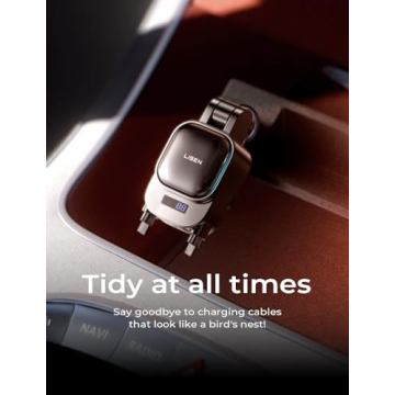 LISEN Retractable Car Charger [2025 Updated] 96W Fast Charging 4 in 1 Retractable Phone Charger for Car, Retractable Car Charger Fast Car Phone, Retractable Car Charger USB C for iPhone 16 15 14 13 12