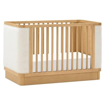 Babyletto Bondi Boucle 4-in-1 Convertible Crib with Toddler Bed Conversion Kit, Honey/Ivory Boucle, ...