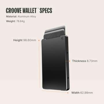 Groove Life Groove Wallet Midnight Black with Money Clip Men's Minimalist Low Profile Aluminum Credit Card Holder with Magnetic Thumb Swipe, RFID Blocking, Lifetime Coverage