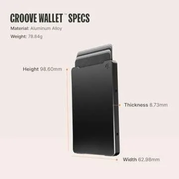 Groove Life Groove Wallet Midnight Black with Money Clip Men's Minimalist Low Profile Aluminum Credit Card Holder with Magnetic Thumb Swipe, RFID Blocking, Lifetime Coverage