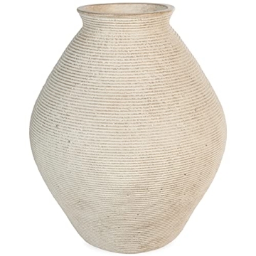 Modern Distressed Polyresin Vase Antique Tan Home Decor