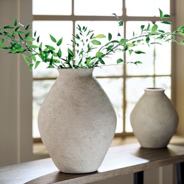 Modern Distressed Polyresin Vase Antique Tan Home Decor