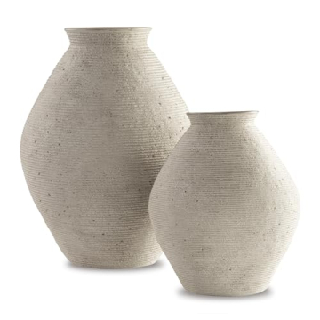 Modern Distressed Polyresin Vase Antique Tan Home Decor