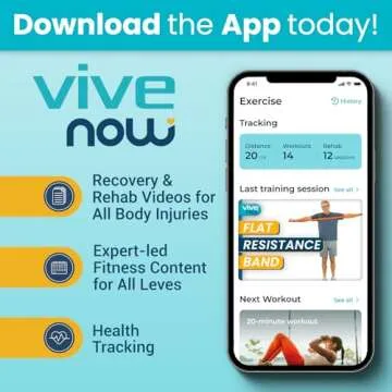 Vive Flat Resistance Band Set - 5 Levels for Fitness & Therapy