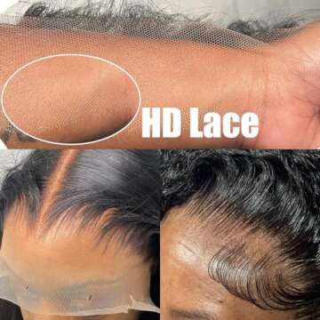 Erqq 26 inch Deep Wave Lace Front Wigs Human Hair 13x6 HD Lace 180% Density Wet and Wavy Human Hair ...