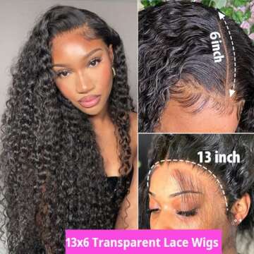 Erqq 26 inch Deep Wave Lace Front Wigs Human Hair 13x6 HD Lace 180% Density Wet and Wavy Human Hair Deep Wave Wig Pre Plucked with Baby Hair Curly Wigs for Women