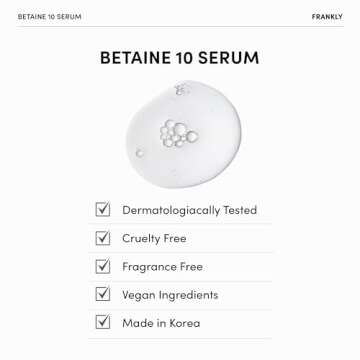 Frankly Betaine 10 Serum - Calm, Soften and Restore skin’s beauty and elasticity | 10% Betaine & 1% Niacinamide Fusion | Vegan & EWG Green | 1.01 fl.oz