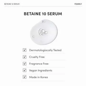 Frankly Betaine 10 Serum - Calm, Soften and Restore skin’s beauty and elasticity | 10% Betaine & 1% Niacinamide Fusion | Vegan & EWG Green | 1.01 fl.oz