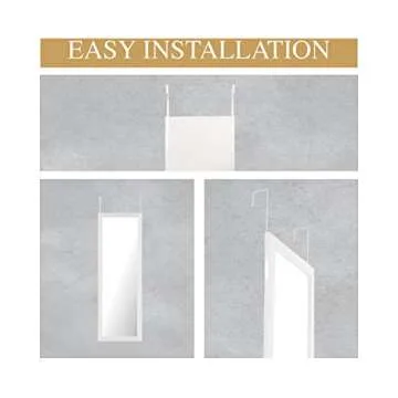 Mirrorize Full Length Over the Door, Long Door Hanging Large Mirrors for Wall Full Body, Shatterproof Tall Floor Mirror, 42"X14", White