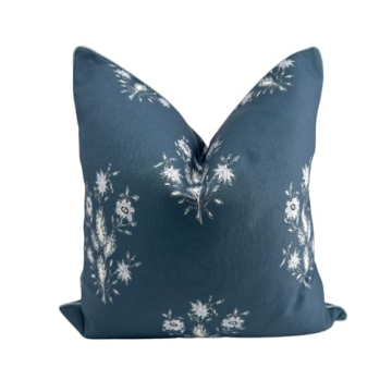Norfolk by Jillien Harbor Dark Blue Floral Pillow Cover Premium Grandmillennial Pillow Cover Throw Pillow for Home 20" x 20" Pillow Cover Grandmillennial Home Decor Farmhouse Pillow for Fall