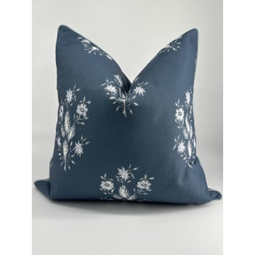 Norfolk by Jillien Harbor Dark Blue Floral Pillow Cover Premium Grandmillennial Pillow Cover Throw Pillow for Home 20" x 20" Pillow Cover Grandmillennial Home Decor Farmhouse Pillow for Fall