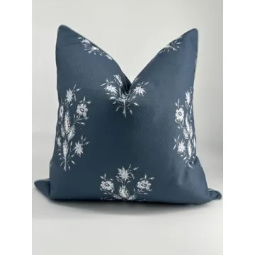 Norfolk by Jillien Harbor Dark Blue Floral Pillow Cover Premium Grandmillennial Pillow Cover Throw Pillow for Home 20" x 20" Pillow Cover Grandmillennial Home Decor Farmhouse Pillow for Fall