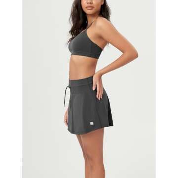 ODODOS Women's Athletic Tie Skirts with Built-in Shorts