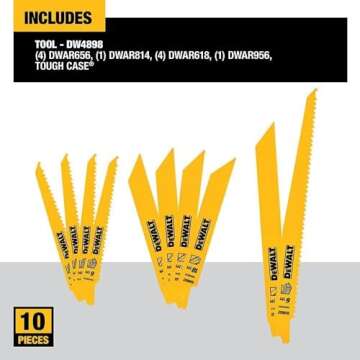 DEWALT Reciprocating Saw Blades, 10 Piece Combination Set, Various Sizes (DW4898)