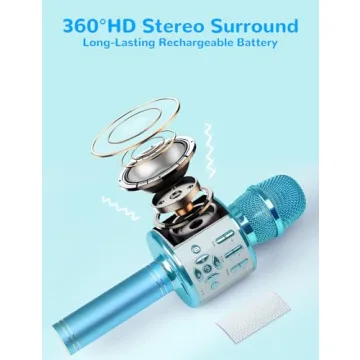 Amazmic Kids Karaoke Microphone with LED Light