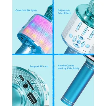 Amazmic Kids Karaoke Microphone with LED Light