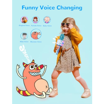 Amazmic Kids Karaoke Microphone with LED Light