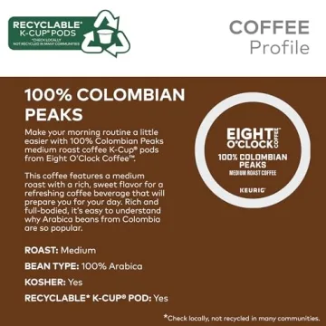 Eight O'Clock Colombian Peaks Coffee Pods - 60 Count