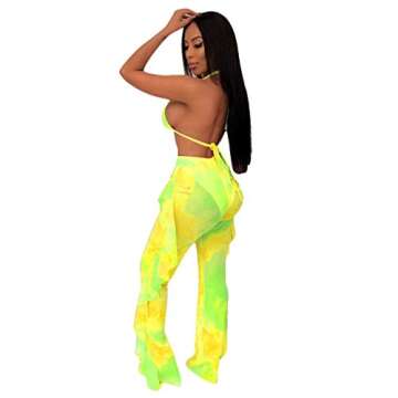 ECHOINE Women's Sexy Beach Swimsuit Mesh Cover Up See Through Two Piece Outfits Clubwear with Briefs...