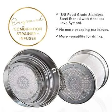 Insulated Bamboo Tea Travel Tumbler with Infuser, Strainer & Sleeve - For Hot Coffee or Cold Tea, Stainless Steel Coffee Mug, Ideal Tea Gift Set for Tea Lovers, Keeps Beverages Hotter for Longer