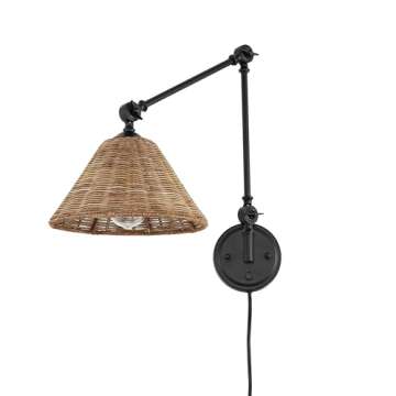 WINGBO Adjustable Rattan Wall Sconce - Plug or Hardwire