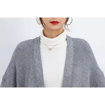 ONLYWOOD Women Sweet Tulle Layer Patchwork Knit Open Front Cardigan Sweater Long(Grey,Free)