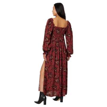 Free People Jaymes Midi Burgundy Combo LG (Women's 12)