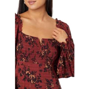 Free People Jaymes Midi Burgundy Combo LG (Women's 12)