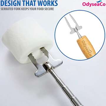 Odyseaco Marshmallow Sticks - Smores Sticks for Fire Pit -Marshmallow Roasting Sticks - 4pcs Telescoping Sticks - Hot Dog Sticks for Campfire, Stainless Long Skewers Sticks - Christmas Gifts