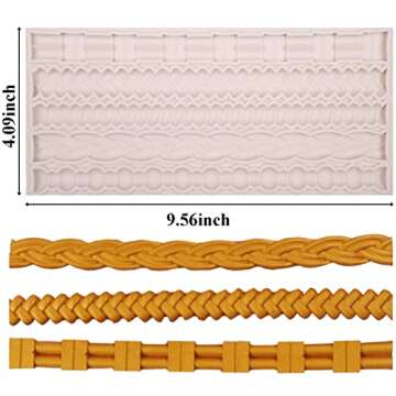 Pearl Rope Silicone Fondant Mold, Vintage Scroll Relief Chocolate Mold for Birthday Wedding Cake Decoration Candy Sugar Craft Gum Paste Pie Crust Resin