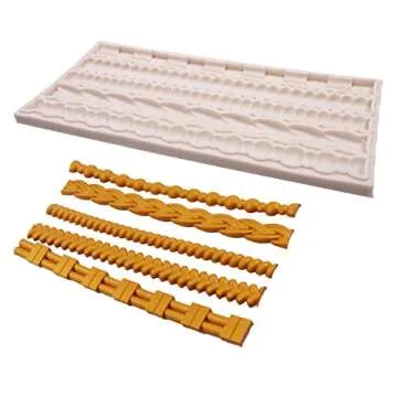 Pearl Rope Silicone Fondant Mold, Vintage Scroll Relief Chocolate Mold for Birthday Wedding Cake Decoration Candy Sugar Craft Gum Paste Pie Crust Resin