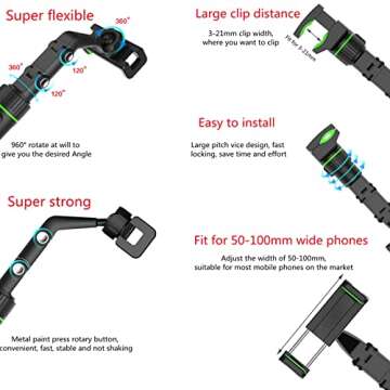 cdbz 360°Rotatable and Retractable Car Phone Holder,2022 New Car Rearview Mirror Mount Phone and GPS Holder,Universal 360 Degrees Rotating Car Phone Holder,Cell Phone Automobile Cradles