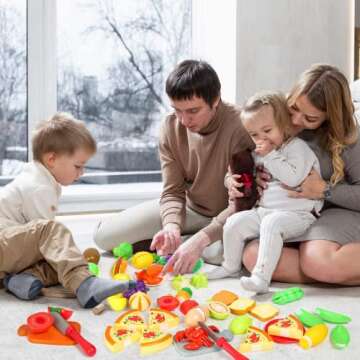 Shimirth 67Pc Pretend Play Food Sets for Kids Kitchen, Pizza Toy Food & Cutting Fake Food - Fruits &...