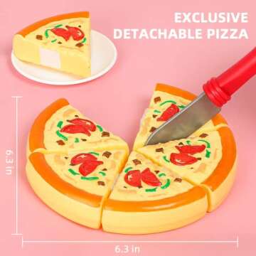 Shimirth 67Pc Pretend Play Food Sets for Kids Kitchen, Pizza Toy Food & Cutting Fake Food - Fruits & Vegetables, Play Kitchen Toys Accessories, Pretend Food Toys for Toddlers Boys Girls Birthday Gift