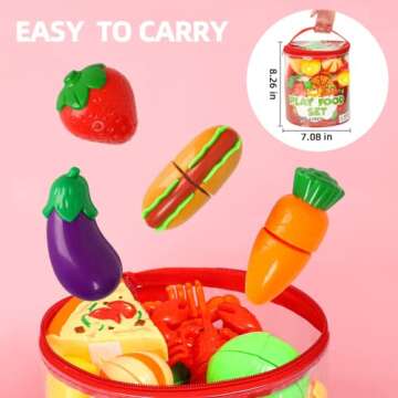 Shimirth 67Pc Pretend Play Food Sets for Kids Kitchen, Pizza Toy Food & Cutting Fake Food - Fruits & Vegetables, Play Kitchen Toys Accessories, Pretend Food Toys for Toddlers Boys Girls Birthday Gift