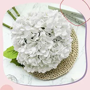 Yatim 21In White Artificial Hydrangea Flowers 5 Pcs Fake Hydrangea Silk Flowers for Wedding Centerpieces Bouquets DIY Floral Decor Home Decoration with Stems