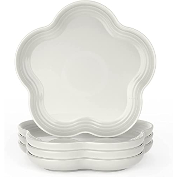 HomeElves Flower-Shaped Dinner Plates Set of 4 – Unique and Durable Dinnerware for Every Occasion