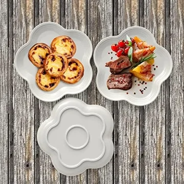 HomeElves Flower-Shaped Dinner Plates Set of 4 – Unique and Durable Dinnerware for Every Occasion