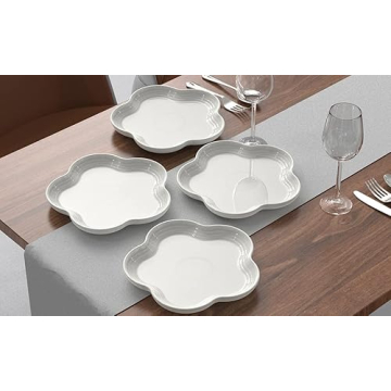 HomeElves Flower-Shaped Dinner Plates Set of 4 – Unique and Durable Dinnerware for Every Occasion