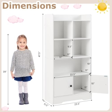 Costzon Kids Toy Storage Cabinet - 43.5" Tall Organizer