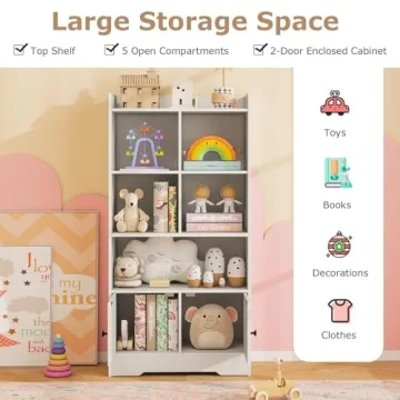 Costzon Kids Toy Storage Cabinet - 43.5" Tall Organizer
