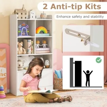 Costzon Kids Toy Storage Cabinet - 43.5" Tall Organizer