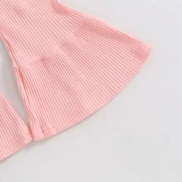 YOKJZJD Toddler Baby Girl Ribbed Knit Romper Sleeveless Jumpsuit Overalls Bell Bottom Pants Leggings Summer Outfits (Pink, 2-3 Years)