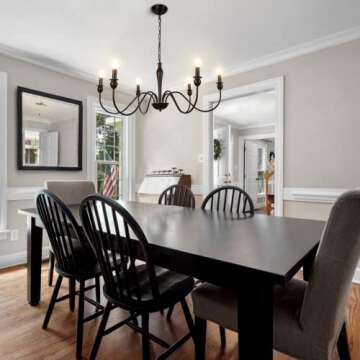 WBinDX 6-Light Black Farmhouse Chandelier, 36.6 Inch Rustic Dining Room Light Fixture Hanging Indust...