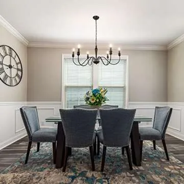 WBinDX 6-Light Black Farmhouse Chandelier, 36.6 Inch Rustic Dining Room Light Fixture Hanging Industrial Iron Candle Chandeliers for Entryway Foyer Kitchen Table Living Room Bedroom