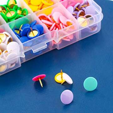 Yalis Colors Thumb Tacks 300-count, Colors Plastic Roundness Push Pins Decorative Tacks for Corkboard, 10 Assorted Colors