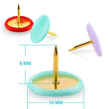 Yalis Colors Thumb Tacks 300-count, Colors Plastic Roundness Push Pins Decorative Tacks for Corkboard, 10 Assorted Colors